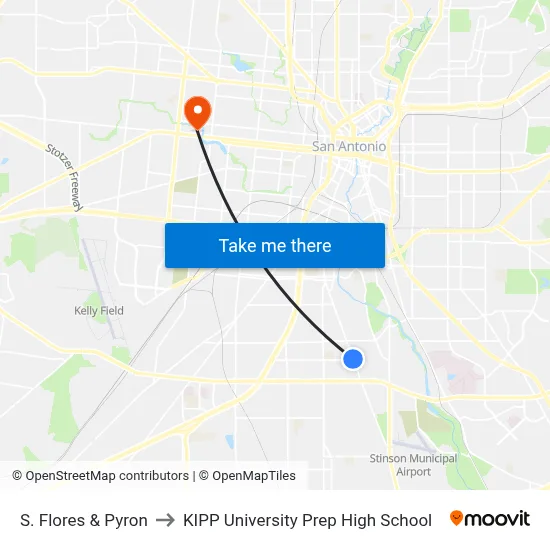 S. Flores & Pyron to KIPP University Prep High School map