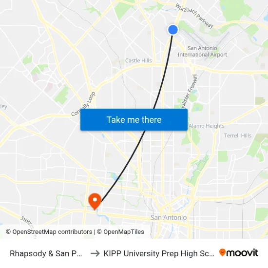 Rhapsody & San Pedro to KIPP University Prep High School map