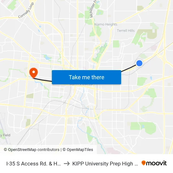 I-35 S Access Rd. & Hormel to KIPP University Prep High School map
