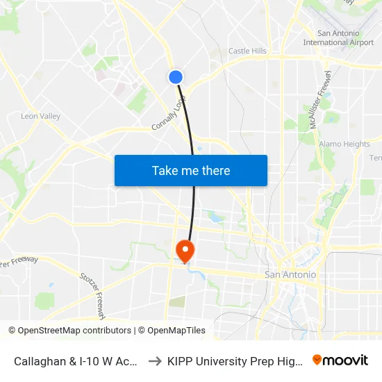 Callaghan & I-10 W Access Rd. to KIPP University Prep High School map