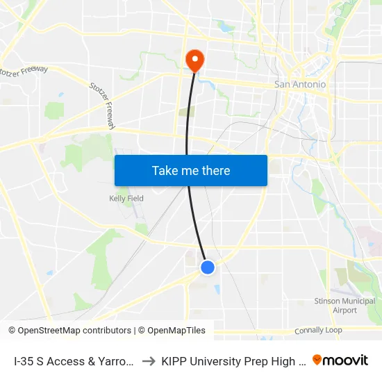 I-35 S Access & Yarrow Blvd to KIPP University Prep High School map
