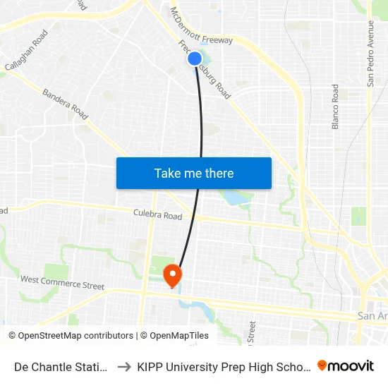 De Chantle Station to KIPP University Prep High School map