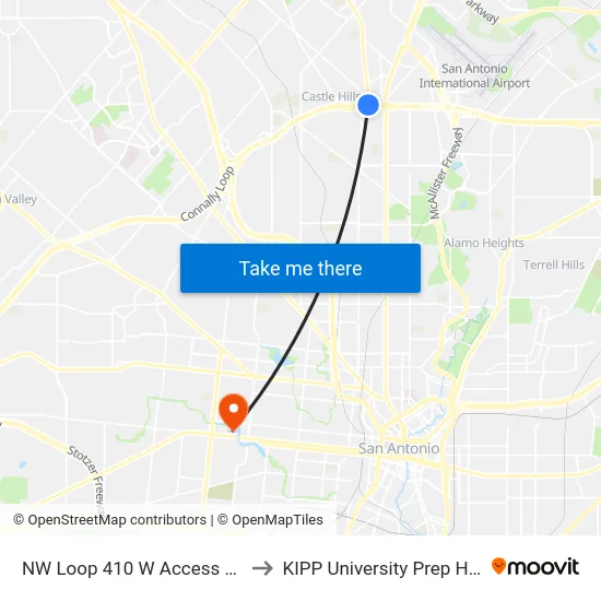 NW Loop 410 W Access Rd & Blanco to KIPP University Prep High School map
