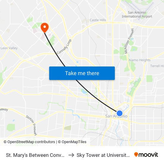 St. Mary's Between Convent & Mart to Sky Tower at University Hospital map