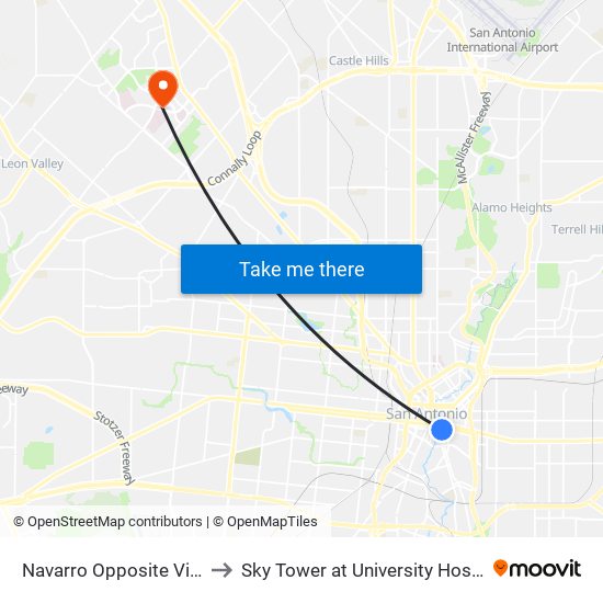 Navarro Opposite Villita to Sky Tower at University Hospital map