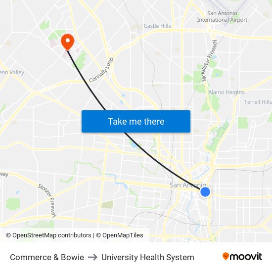 Commerce & Bowie to University Health System map