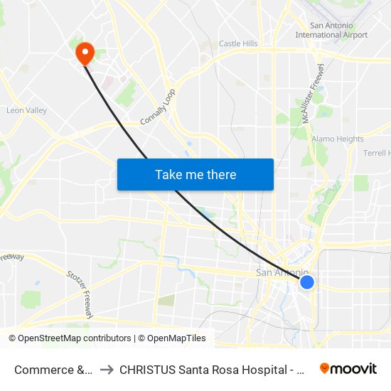 Commerce & Bowie to CHRISTUS Santa Rosa Hospital - Medical Center map