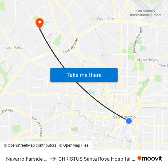 Navarro Farside Of Bridge to CHRISTUS Santa Rosa Hospital - Medical Center map