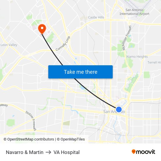 Navarro & Martin to VA Hospital map