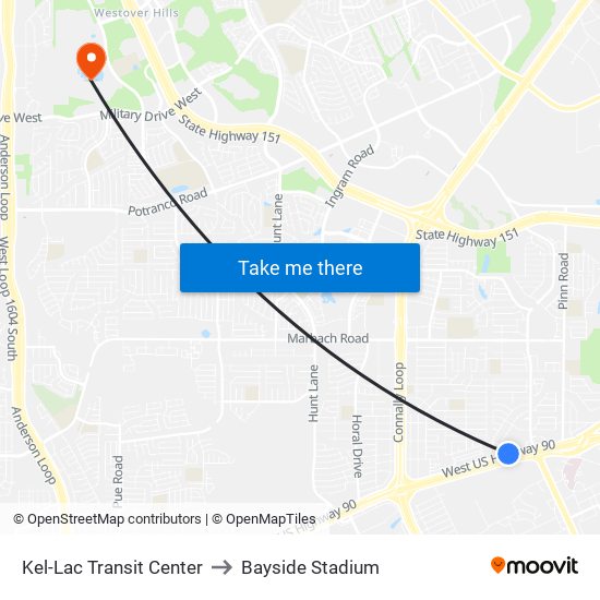 Kel-Lac Transit Center to Bayside Stadium map