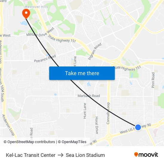 Kel-Lac Transit Center to Sea Lion Stadium map