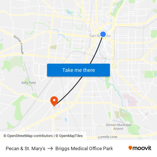Pecan & St. Mary's to Briggs Medical Office Park map