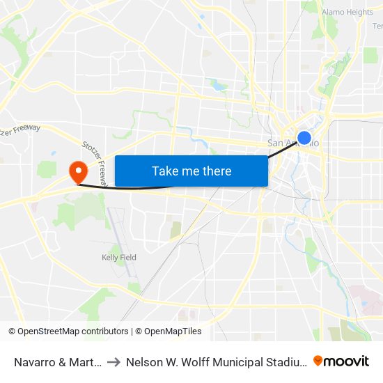 Navarro & Martin to Nelson W. Wolff Municipal Stadium map