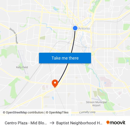 Centro Plaza - Mid Block East (Stop D) to Baptist Neighborhood Hospital-Zarzamora map