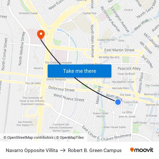 Navarro Opposite Villita to Robert B. Green Campus map