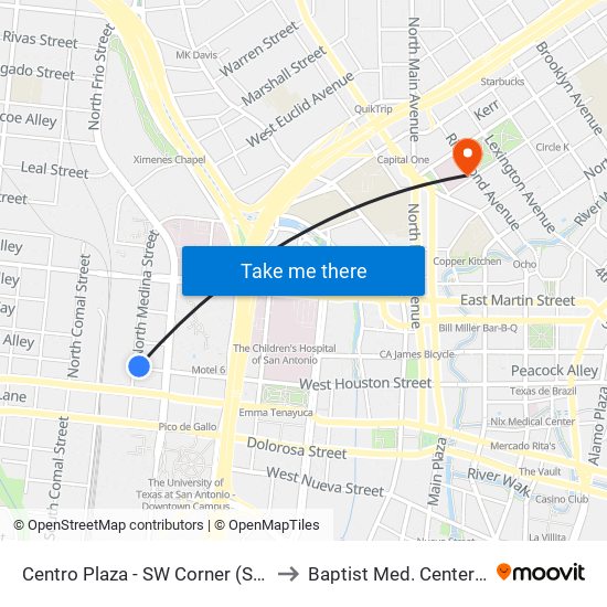 Centro Plaza - SW Corner (Stop A) to Baptist Med. Center - OR map