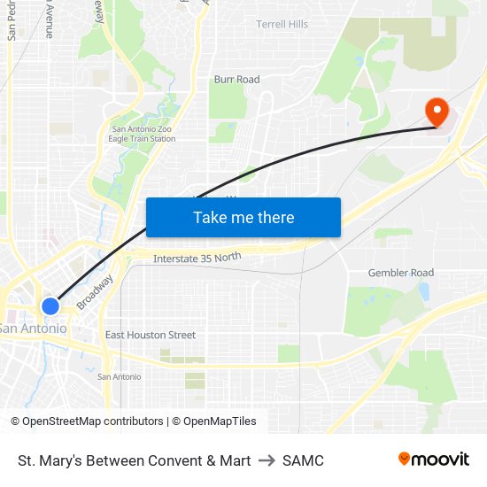 St. Mary's Between Convent & Mart to SAMC map