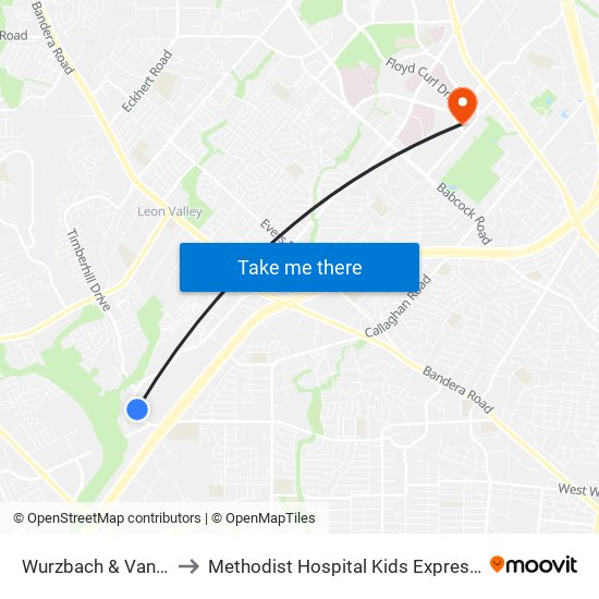 Wurzbach & Van Cleave to Methodist Hospital Kids Express Admitting map