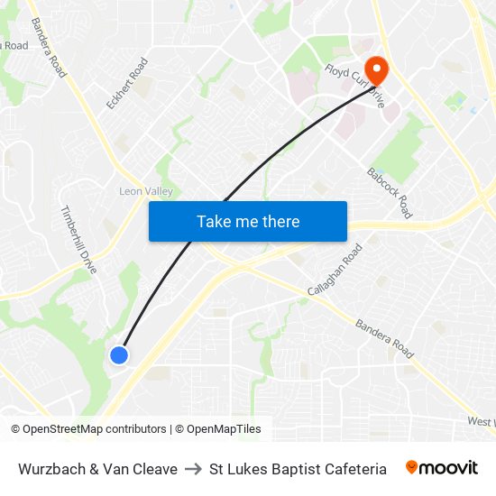 Wurzbach & Van Cleave to St Lukes Baptist Cafeteria map