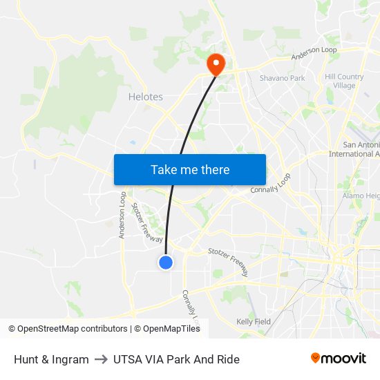 Hunt & Ingram to UTSA VIA Park And Ride map