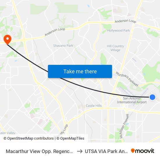 Macarthur View Opp. Regency Pl Elem to UTSA VIA Park And Ride map