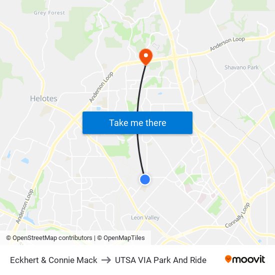 Eckhert & Connie Mack to UTSA VIA Park And Ride map