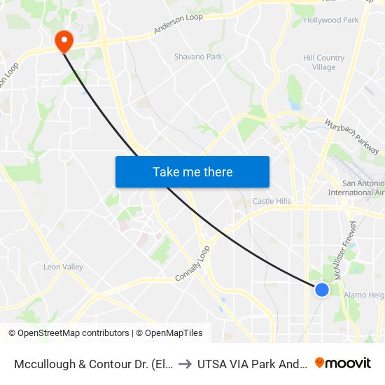 Mccullough & Contour Dr. (El Mont to UTSA VIA Park And Ride map