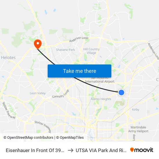 Eisenhauer In Front Of 3900 to UTSA VIA Park And Ride map