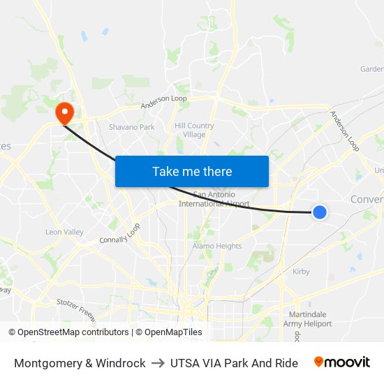 Montgomery & Windrock to UTSA VIA Park And Ride map