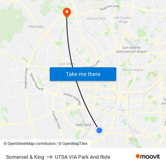 Somerset & King to UTSA VIA Park And Ride map