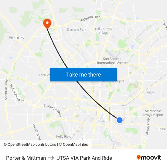 Porter & Mittman to UTSA VIA Park And Ride map