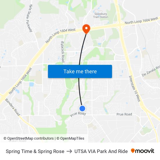 Spring Time & Spring Rose to UTSA VIA Park And Ride map