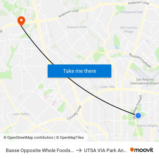 Basse Opposite Whole Foods - Quarry to UTSA VIA Park And Ride map