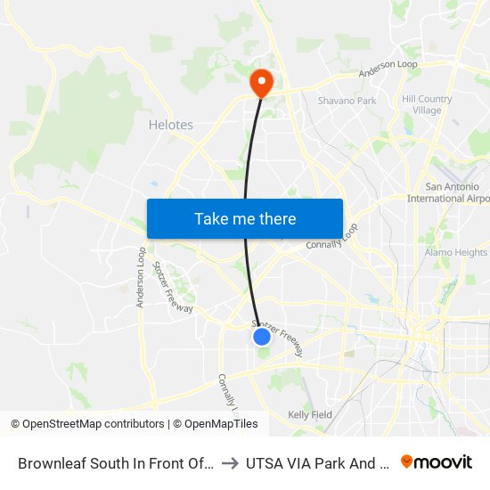 Brownleaf South In Front Of 827 to UTSA VIA Park And Ride map