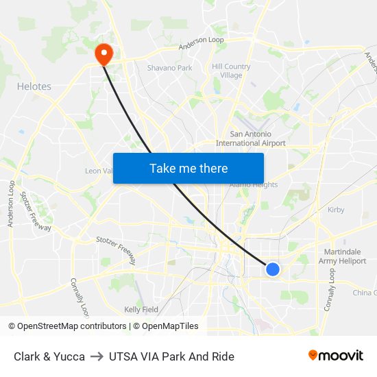 Clark & Yucca to UTSA VIA Park And Ride map