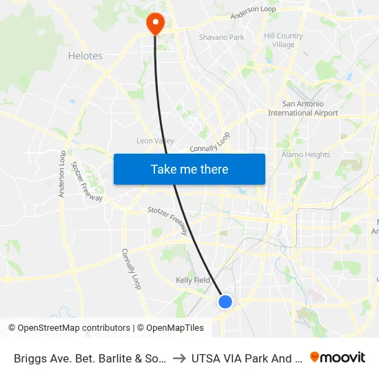 Briggs Ave. Bet. Barlite & Somers to UTSA VIA Park And Ride map