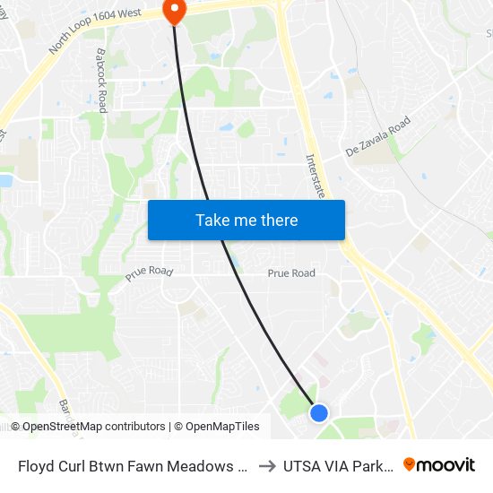 Floyd Curl Btwn Fawn Meadows & Hamilton-Wolfe to UTSA VIA Park And Ride map