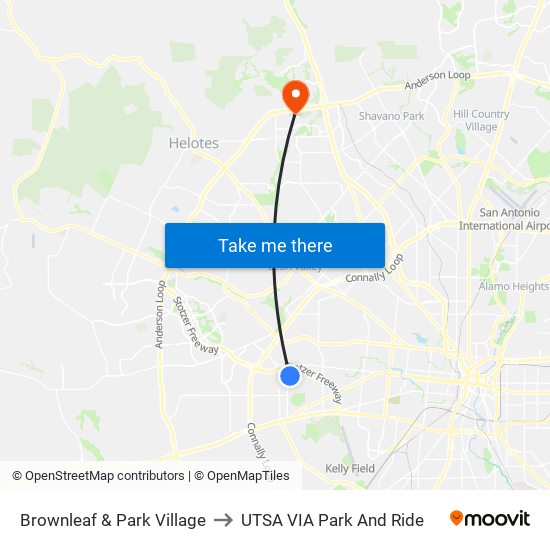 Brownleaf & Park Village to UTSA VIA Park And Ride map