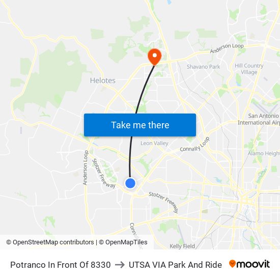 Potranco In Front Of 8330 to UTSA VIA Park And Ride map