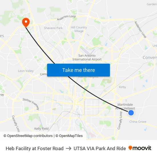 Heb Facility at Foster Road to UTSA VIA Park And Ride map