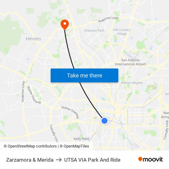 Zarzamora & Merida to UTSA VIA Park And Ride map