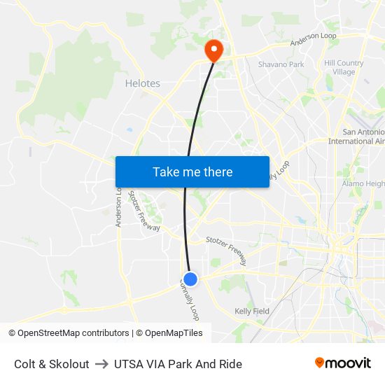 Colt & Skolout to UTSA VIA Park And Ride map