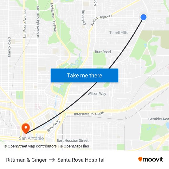 Rittiman & Ginger to Santa Rosa Hospital map