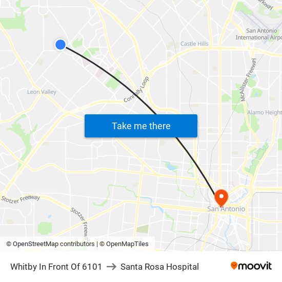 Whitby In Front Of 6101 to Santa Rosa Hospital map