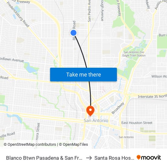 Blanco Btwn Pasadena & San Francisco to Santa Rosa Hospital map