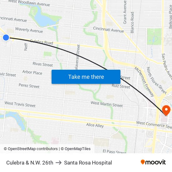 Culebra & N.W. 26th to Santa Rosa Hospital map