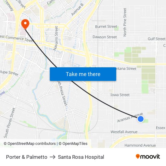 Porter & Palmetto to Santa Rosa Hospital map