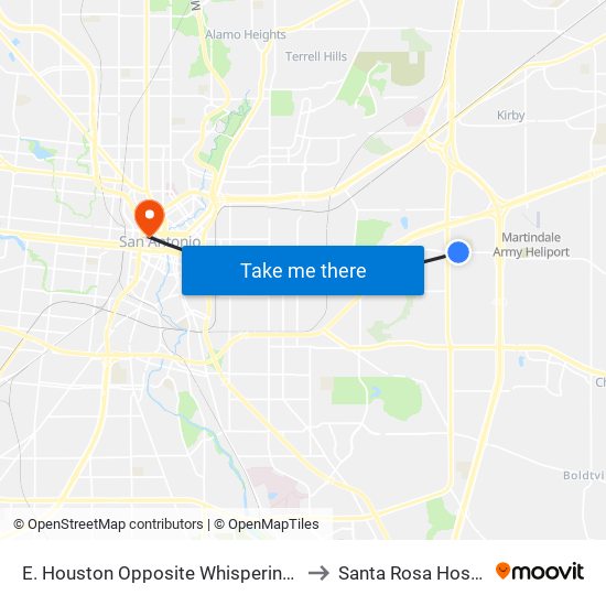 E. Houston Opposite Whispering Cree to Santa Rosa Hospital map