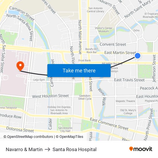 Navarro & Martin to Santa Rosa Hospital map