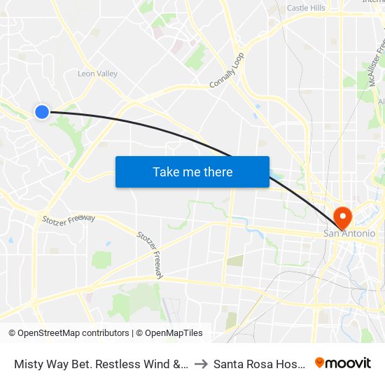 Misty Way Bet. Restless Wind & Echo to Santa Rosa Hospital map